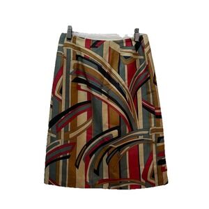 Talbots Women's Pencil Skirt Size 2 Silk Wool Blend Geometric Print